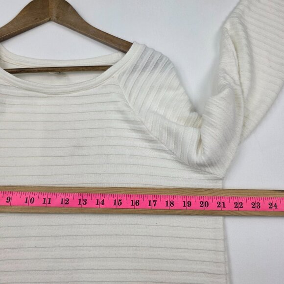 St Johns Bay Womens XL Ivory Textured Stripe Pullover Long Sleeve Top Casual - Picture 12 of 14